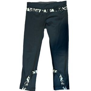 Lululemon Run Inspire II Crop Womens 6 Leggings Black Sparkle Reflective Workout